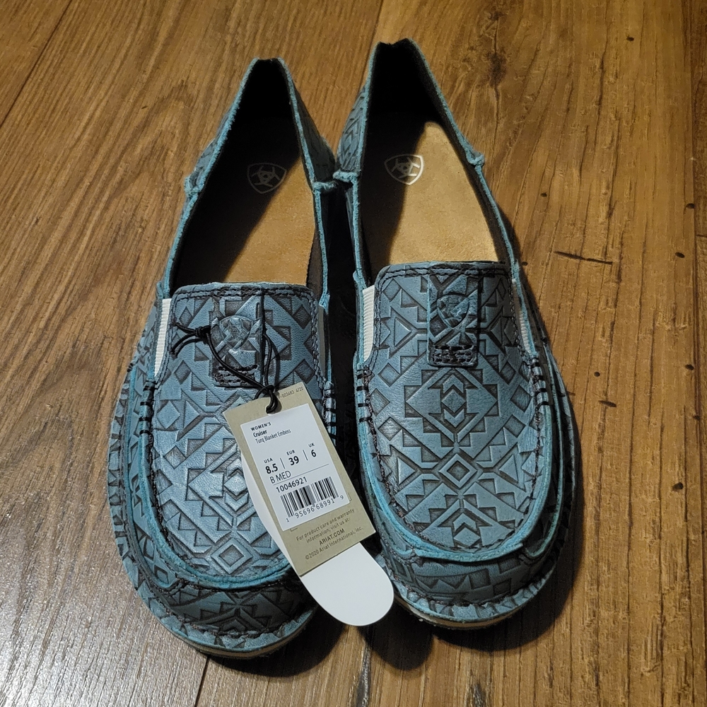 Ariat Cruiser Turquoise Blanket Emboss Slip-On Loafer Shoes Sz 8.5 NEW 10046921